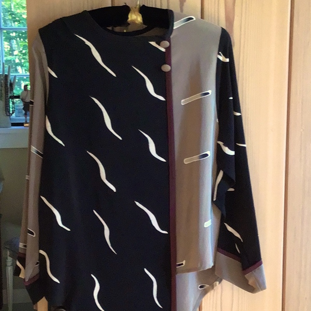 Hand painted silk split hem tunic top